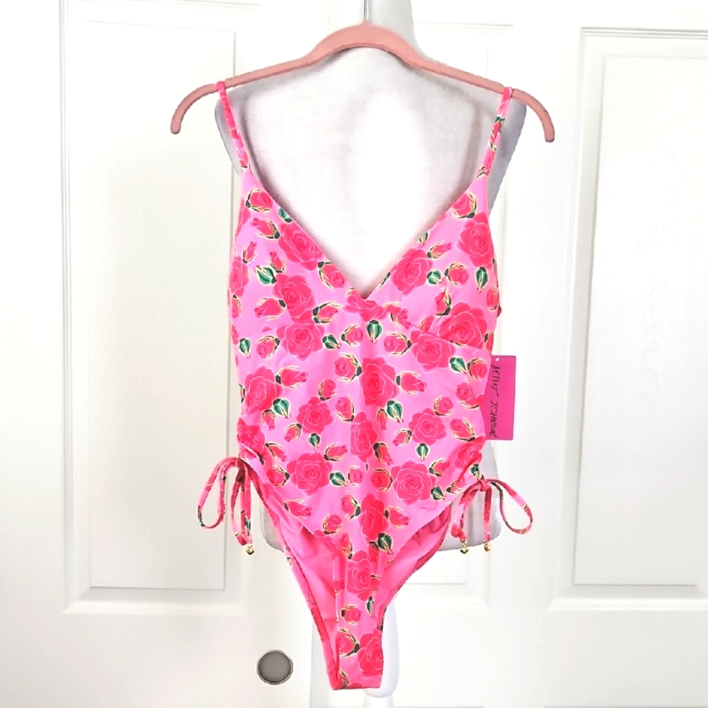 Betsey Johnson Pink Floral One Piece Swimsuit
